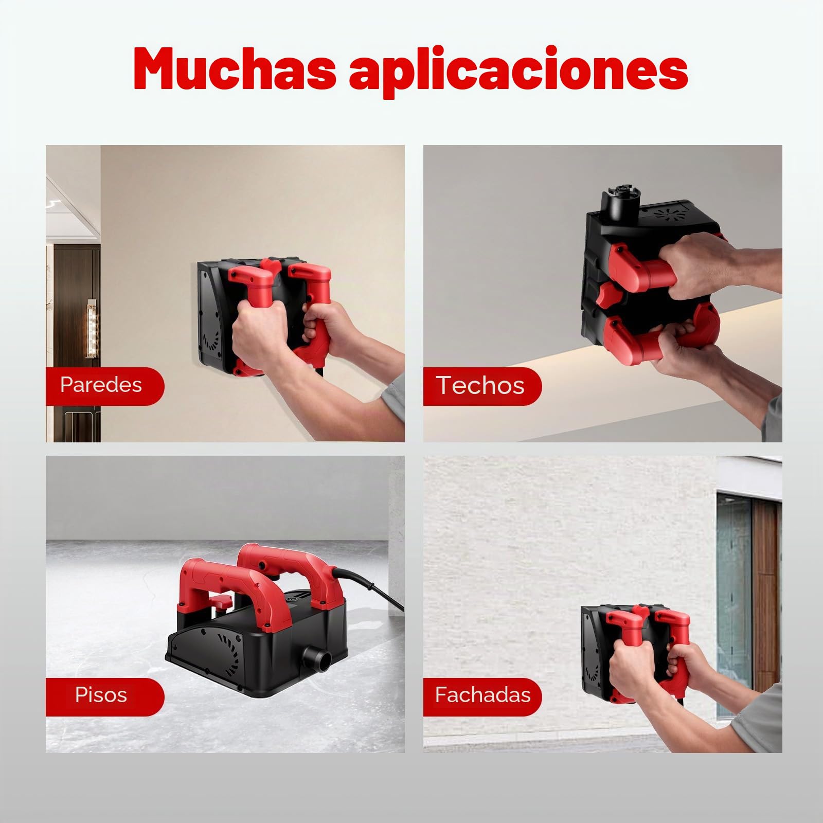 1200 W Muro Rompedor, Amoladora de hormigón con 26 cuchillas Velocidad 3000 R/MIN Ajuste de altura 1-4 mm para pared Concrete yeso yeso mortero agua cal