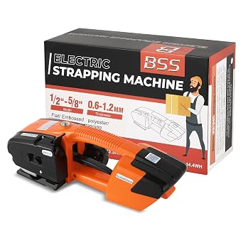 BAOSHISHAN Electric Strapping Tool for 1/2 in-5/8 in PP PET Straps Automatic Strapping Machine 3000mha Battery Powered for Packaging Strapping Box Pallet Portable Baler Orange