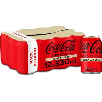 Coca-Cola Zero Sugar Zero Caffeine, Coke Soft Drink without Sugar, Calorie Free, Caffeine Free, Pack of 12 Cans 330ml