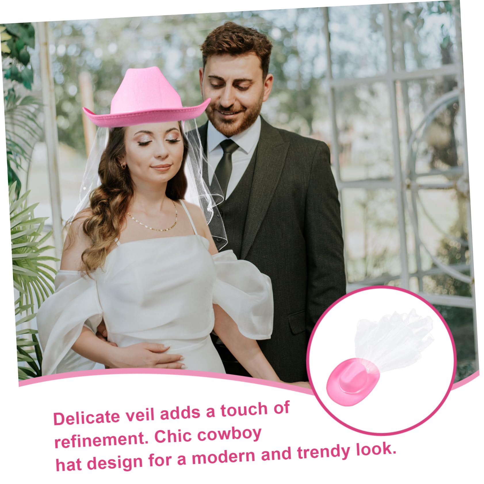 COLLBATH Fiesta Nupcial Velo Perla Sombrero De Vaquero Rizada Sombrero De Vaquero Occidental Velo De Novia Velo De Boda Novia Sombrero De Vaquera Velo De Despedida De Soltera