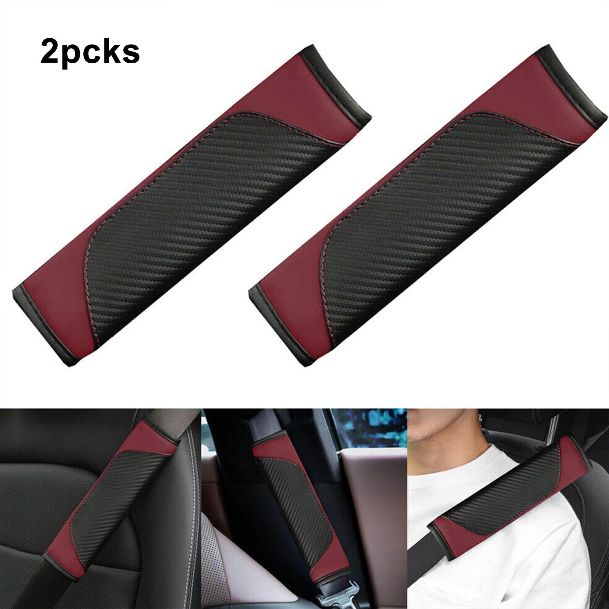 Senya 2-Pack Leopard Print Seat Belt Covers - Soft Shoulder Pad For Comfort (6.5" X 6.5", Pink/Black) - View #3