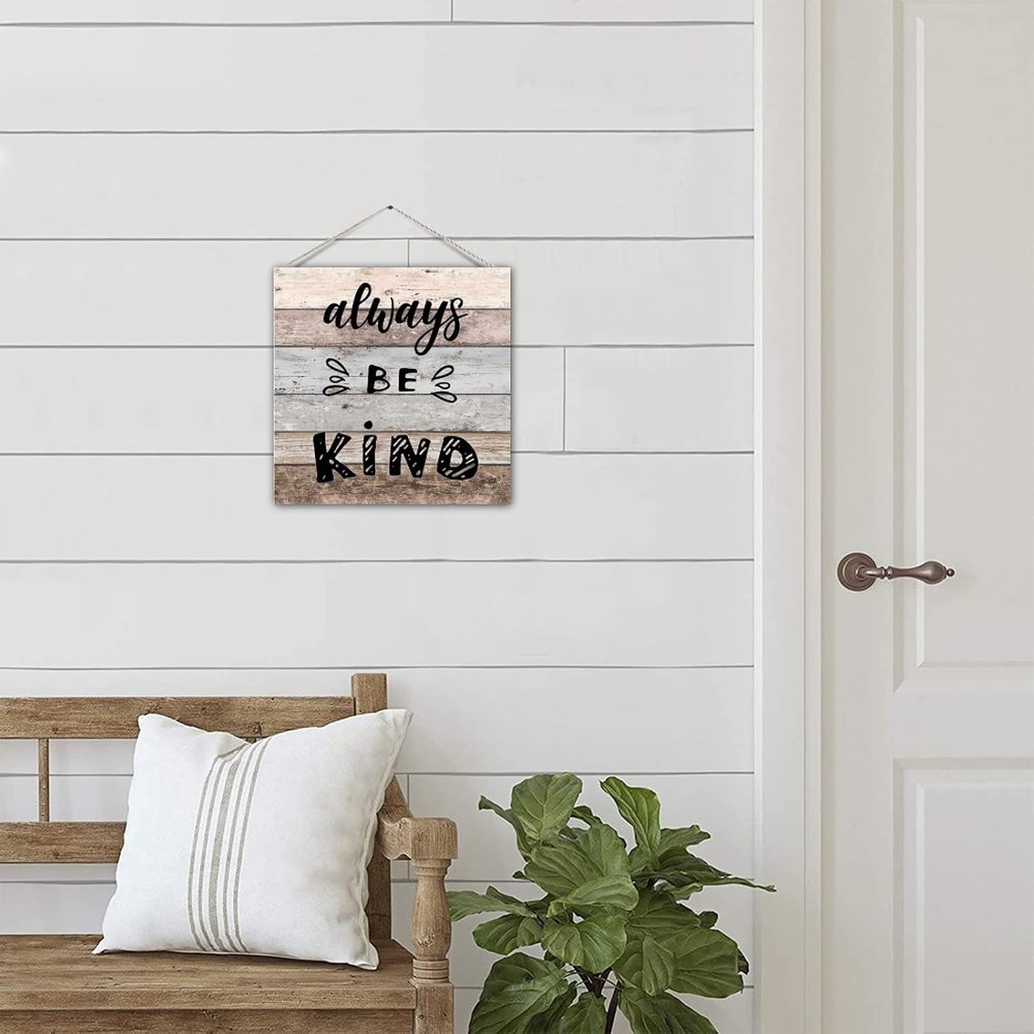 Wood Pallet Sign Always Be Kind Shabby Chic Style Wood Wall Pediment Rustic Wood Family Sign Wall Hanging Door Sign Wall Hanging Decorations for Lake House Patio 12in
