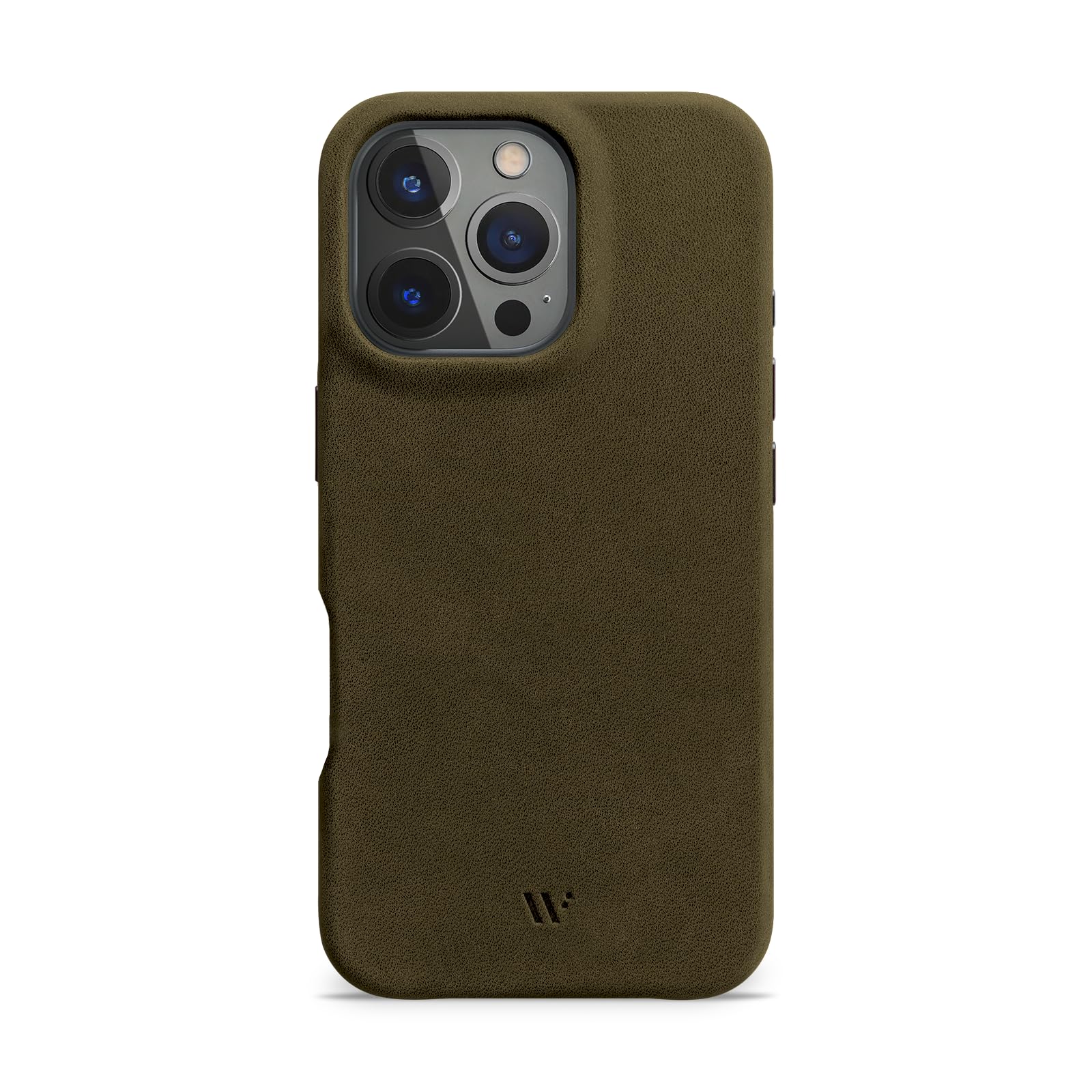 WIIUKA Custodia per iPhone 16 Pro, pelle tedesca, in pelle, extra sottile, di alta qualità, Qi, skiin More, Vintage Oliv