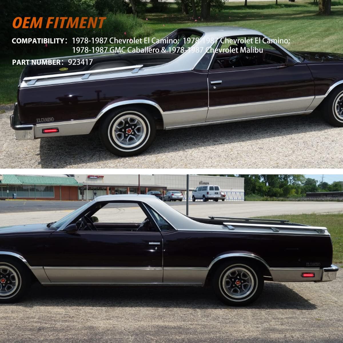 ADIIL Red Lens Red LED Rear Bumper Side Marker Lights Compatible With 1978-1987 Chevrolet El Camino GMC Caballero, Replace OEM Rear Sidemarker Lamps