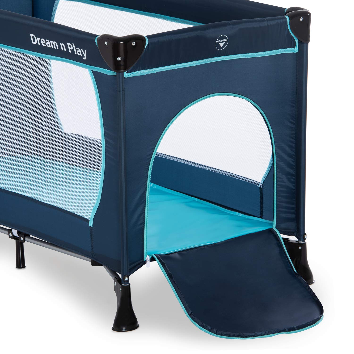 Hauck Lettino da Viaggio Dream N Play Plus 60x120cm Culla Neonato 15kg Navy Aqua