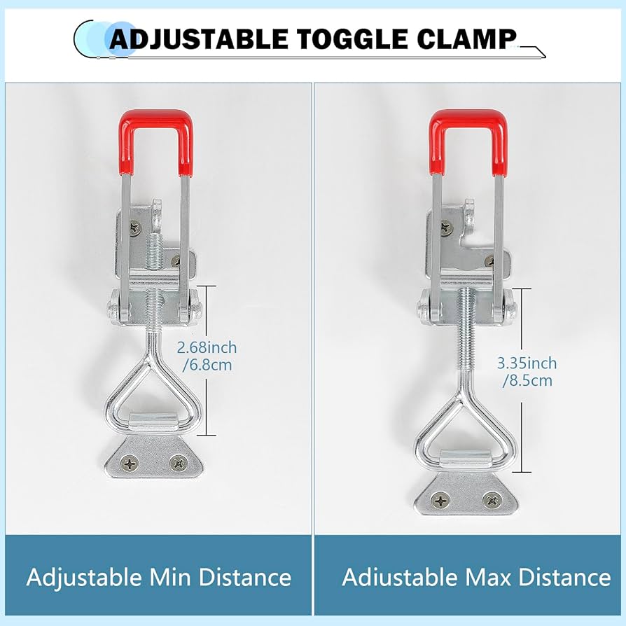 Adjustable Toggle Catch Latch Clamp, Toggle Catch Latches, 100KG/220lbs Holding Capacity Heavy Duty Toggle Latch Hasp Clamp For Door, Box Case Trunk, Smoker Lid - Includes Screws (2 Pieces