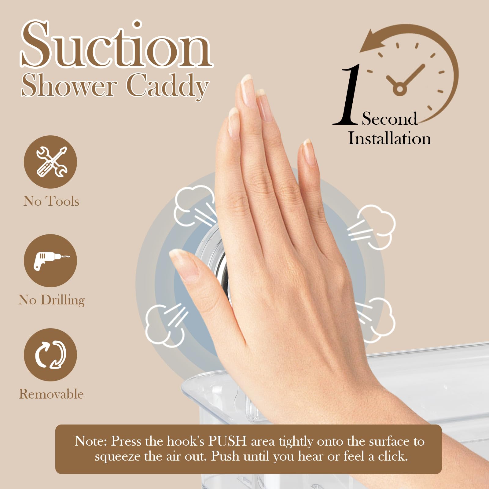 Gzsekken Clear Plastic Shower Caddy with Suction, Bathroom Shelf and Storage Organizer - Image 3