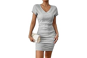 SweatyRocks V Neck Short Sleeve Bodycon Dress