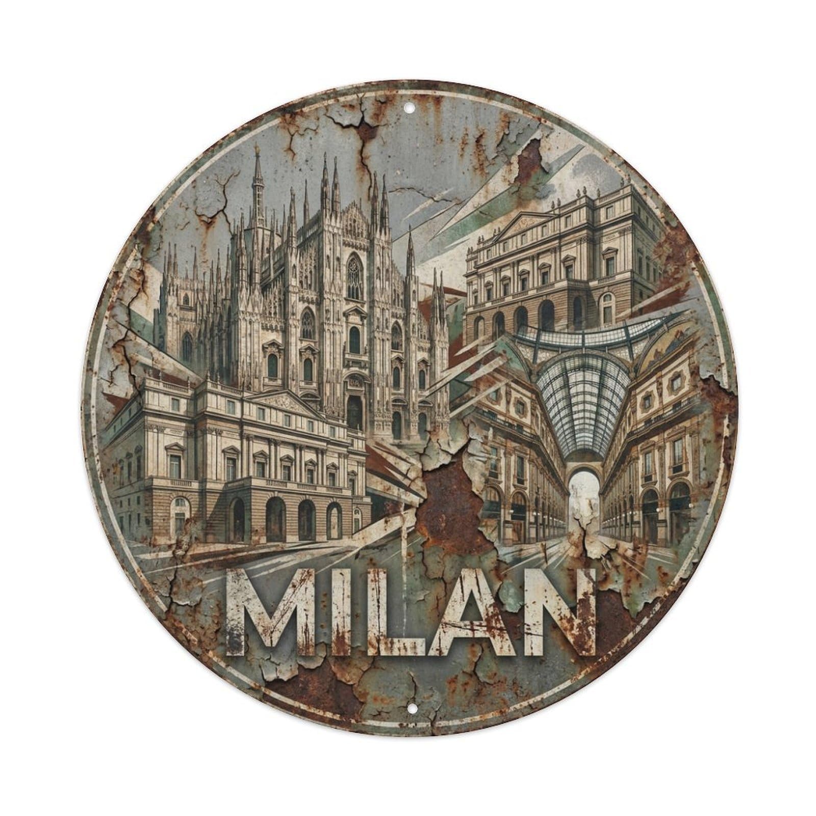 Italy Vintage Travel Milan Metal Tin Sign
