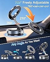 Vista 2 de 2026 Upgraded Vacuum Magnetic Car Phone Holder for Your Car [120LBS Ultra Suction Cup & 3000gf Magnet] 780° Adjustable Foldable Cell Phone Mount for
