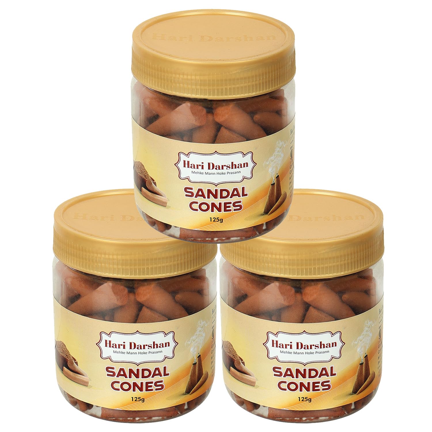 Hari Darshan Sandal Dhoop Cones - Pack of 3-125g Each | Organic Dry Dhoop, Long Lasting Fragrance for Daily Pooja, Meditation and Yoga | Non-Charcoal & Bamboo Less Dhoop Cones (B091N2WBM7) Amazon Price History, Amazon Price Tracker