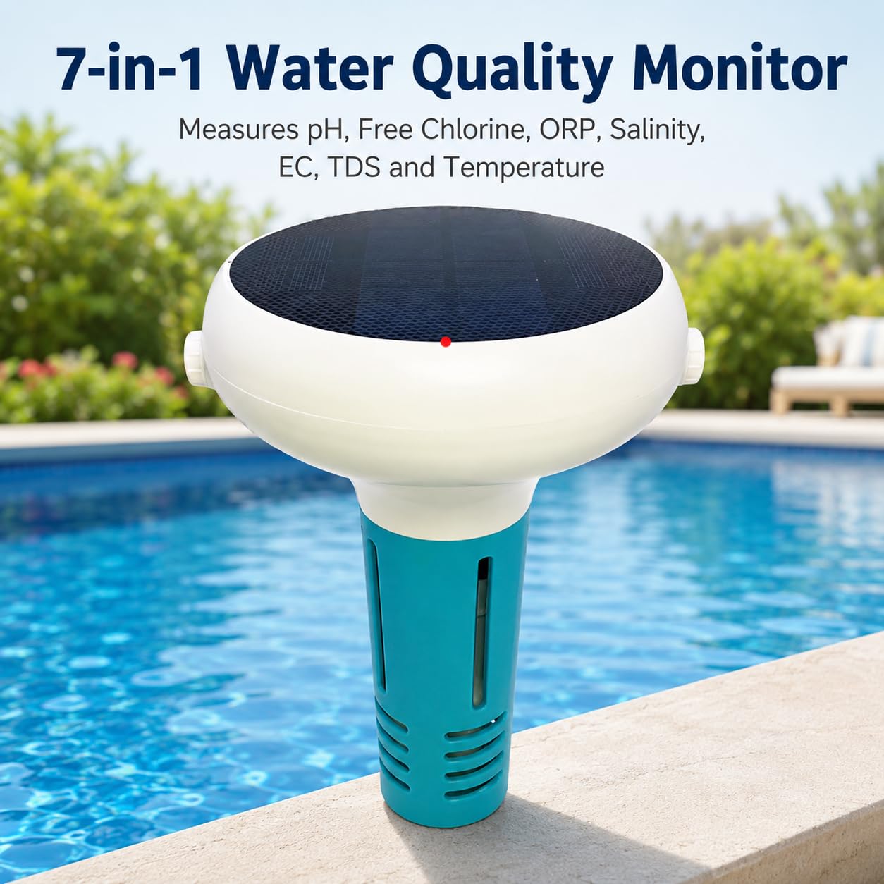 Tester jakości wody Bluetooth 7 w 1, cyfrowy monitor temperatury pH EC TDS ORP do basenów, jacuzzi, akwariów, dokładnych pomiarów, przyjazny dla użytkownika