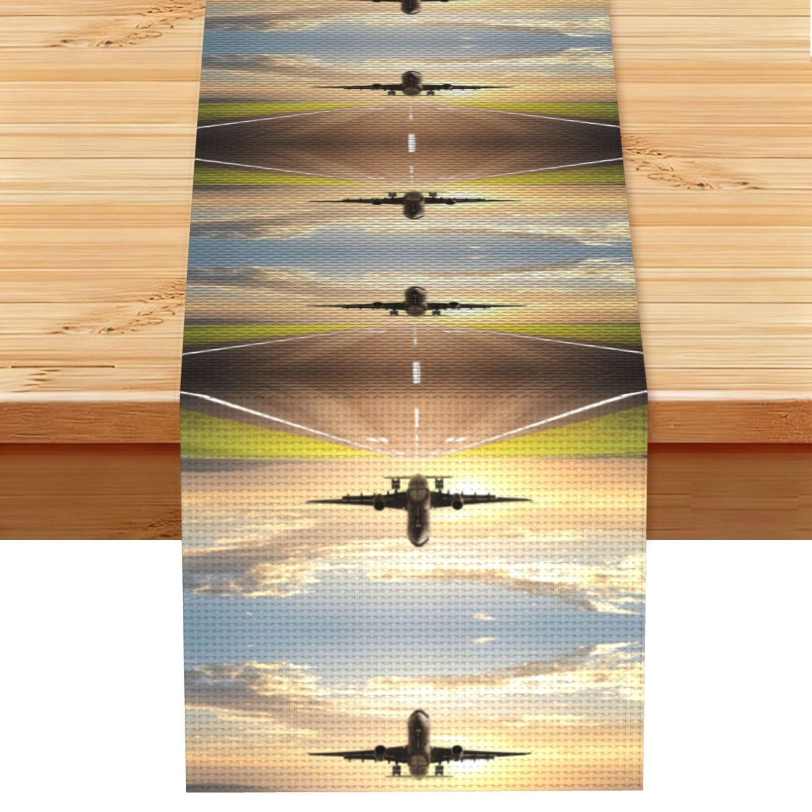 Airplane Stylish Printed Table Cloth, Decorative Table Runner 13x72in for Home, Party and Banquet Home Decor