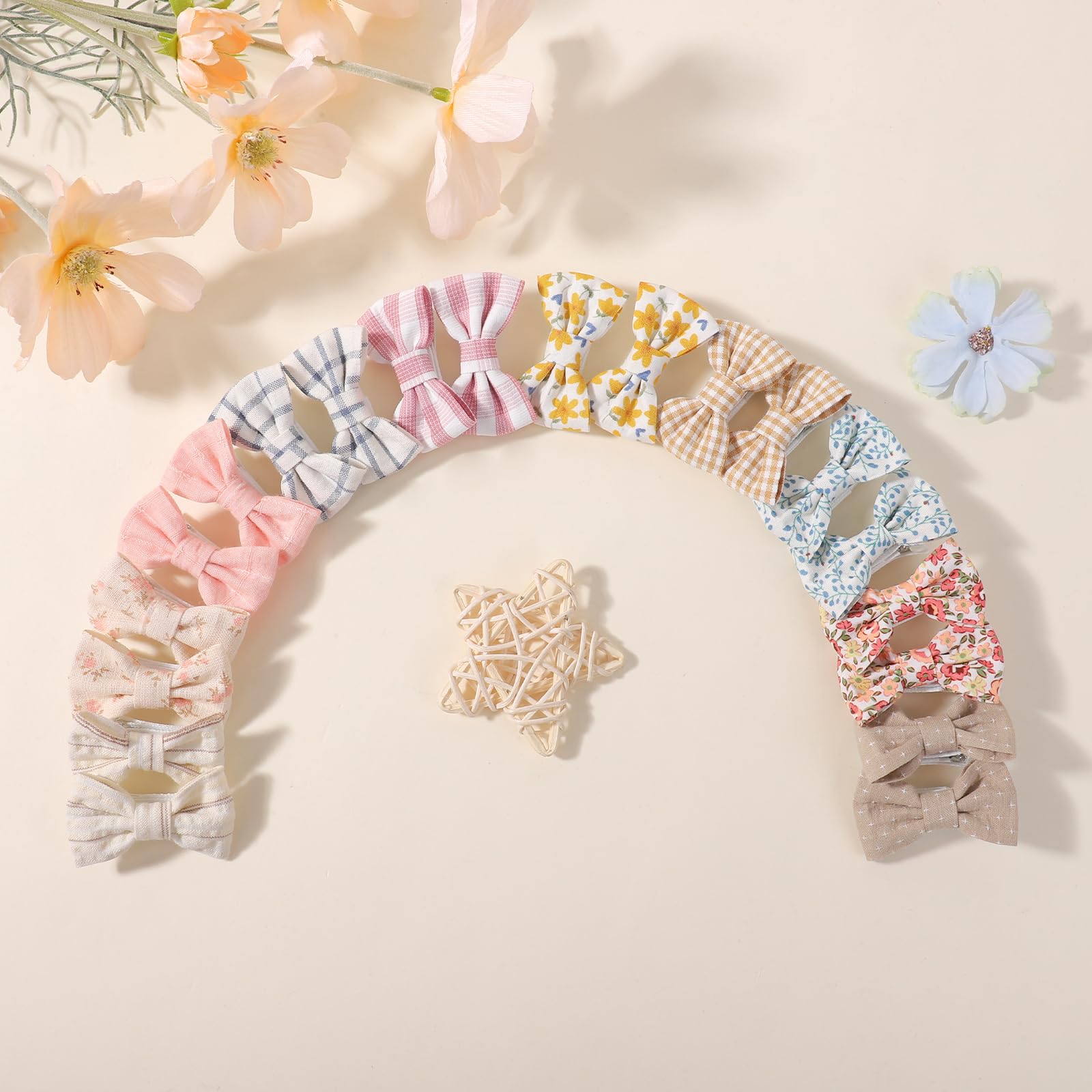 Jollybows 20pcs Barettes Cheveux, 2 Pouces / 5 cm Pince Noeud Cheveux Bébé Pince Cheveux Accessoires pour Enfant Petite Fille Tout-Petits