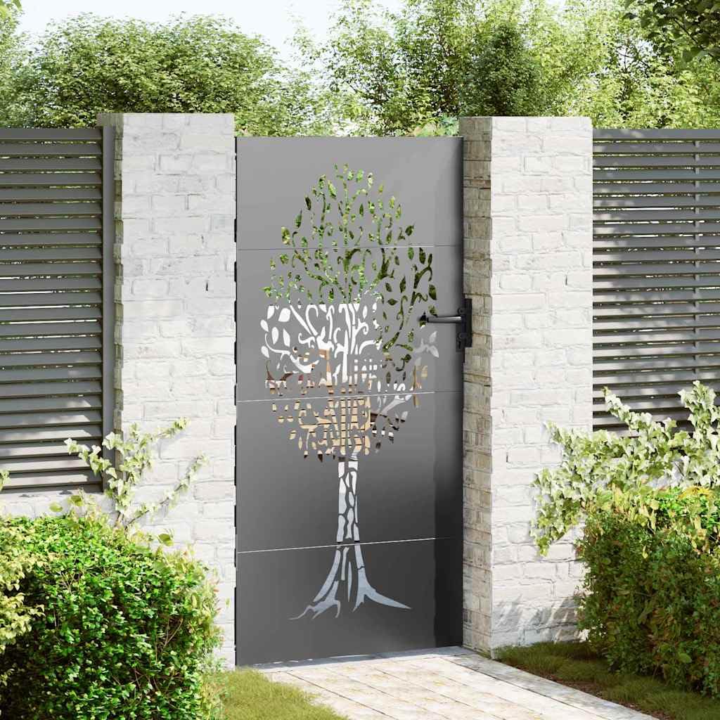 vidaXL Gartentor Schwarz 85 x 175 cm Pulverbeschichteter Stahl, Garten- und Terrassentor, rechteckig, modern, robust, umweltfreundlich, wetterfest und stylish