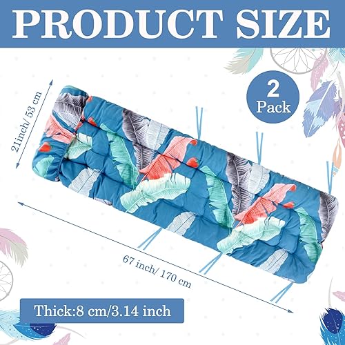 Miniatura 2 de 2 cojines para tumbona para exteriores, 67 x 21 pulgadas, para patio, con estampado floral, almohadillas gruesas de repuesto para muebles de