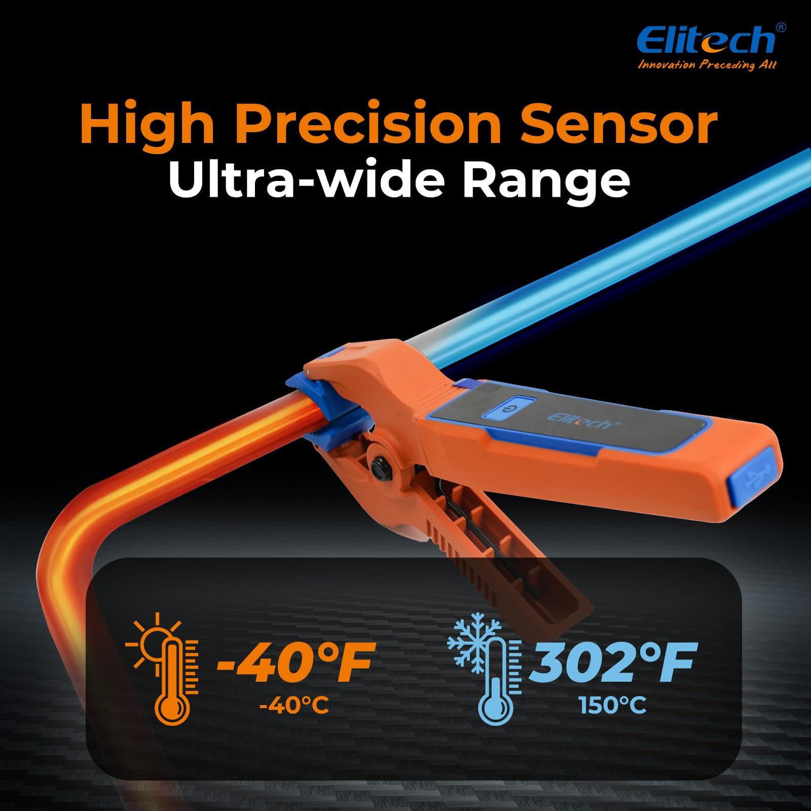 Elitech IPT-01 Drahtlose Temperaturklemme – T-Typ Thermometer mit Bluetooth-App, Datenaufzeichnung & Fernüberwachung – HVAC-Temperaturfühler für digitale Manifold-Messgeräte