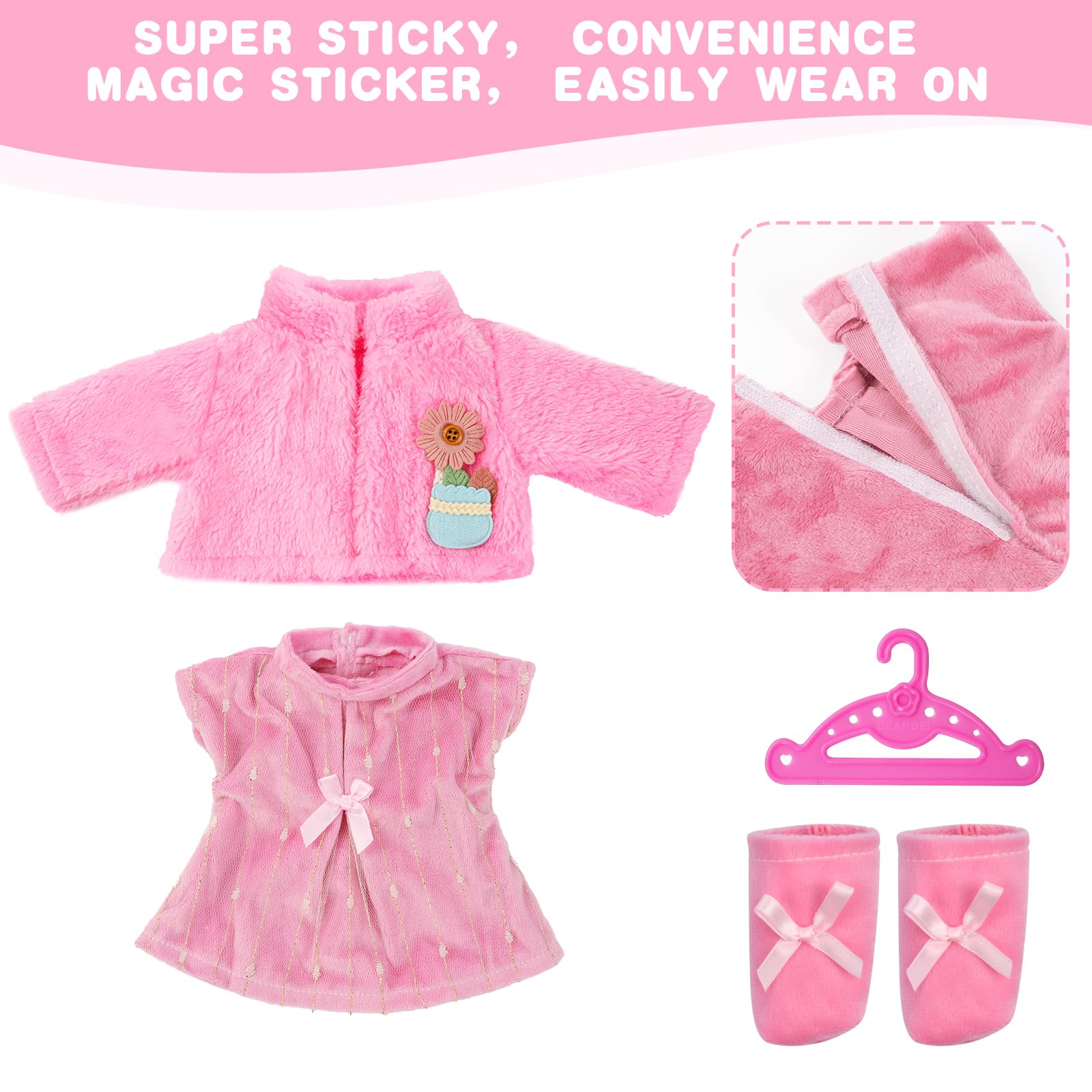 Aolso Ropa para Muñecas Bebé，Ropa para Muñecos Bebé de 35cm-45cm，Conjunto de Ropa de Muñeca,Juego de Disfraz de Muñeca para Niños y Niñas,Accesorios para Muñeca(no muñecas)-Cordero