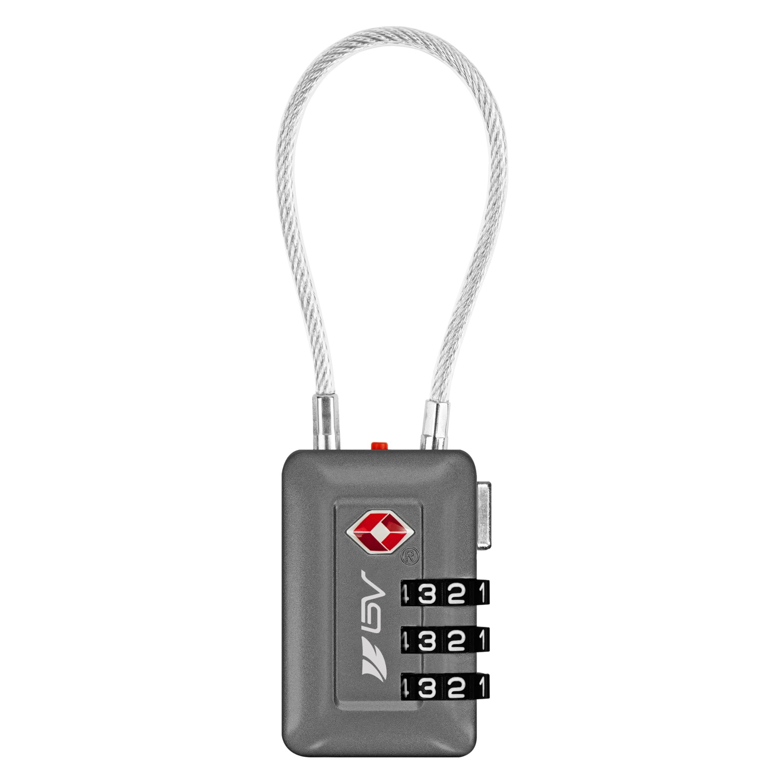 TSA Accepted Luggage Travel Lock, Set-Your-Own Combination Lock for School Gym Locker, Luggage Suitcase Baggage Locks, Filing Cabinets, Toolbox, Case (Slate Gray, 1 Pack)