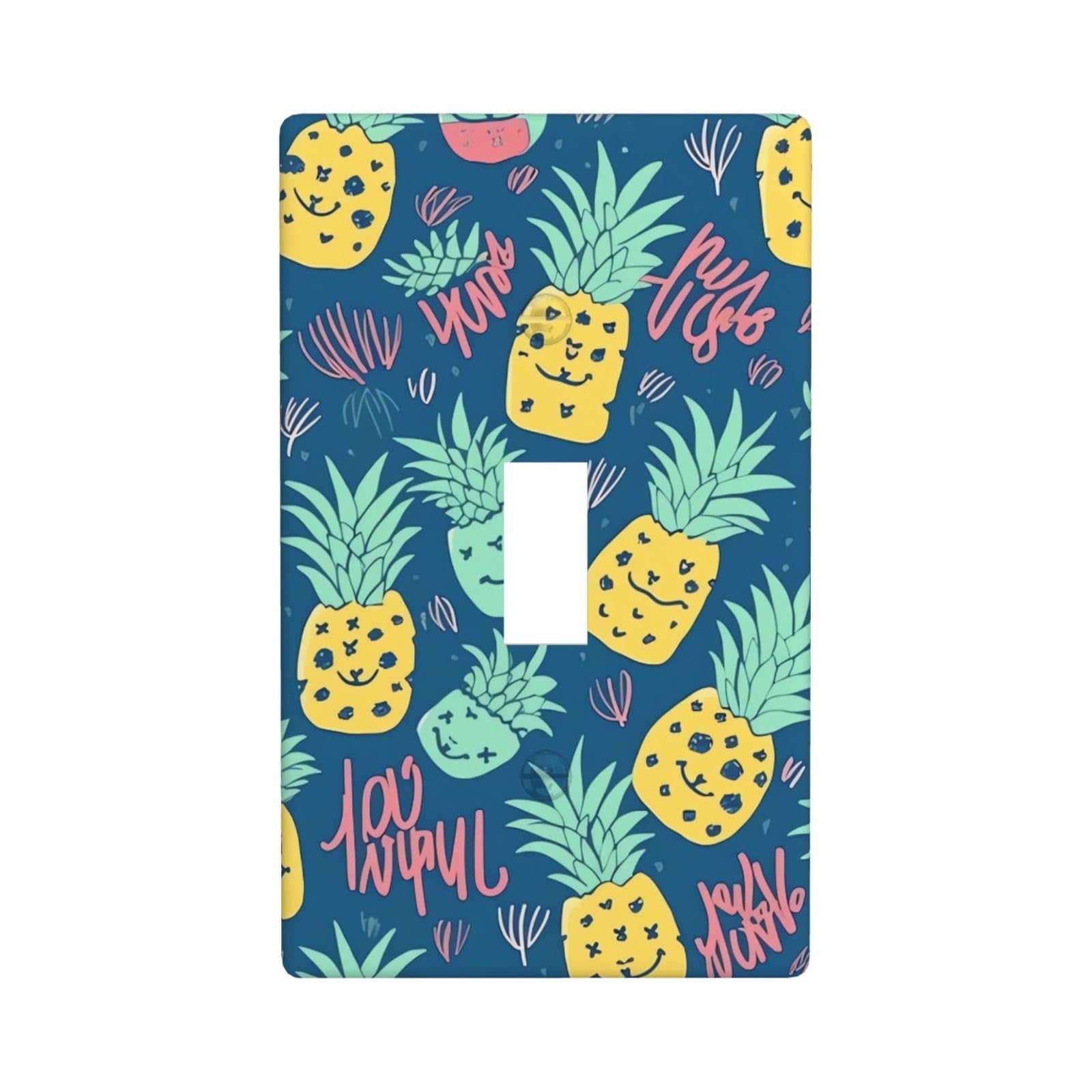 Decorator Wall Plate Cover Single Toggle Light Switch Cover Cute pineapple pattern Wallplates Blank Electrical Rocker Switch Plate Covers for Electrical Outlets Decorative 1 Gang 4.5" x 2.76"