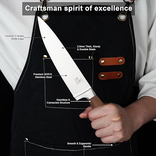 Miniatura 7 de Juego de cuchillos (mango de nogal), juego de cuchillos de cocina negros de 7 piezas para el hogar, juego de cuchillos de chef afilados de acero