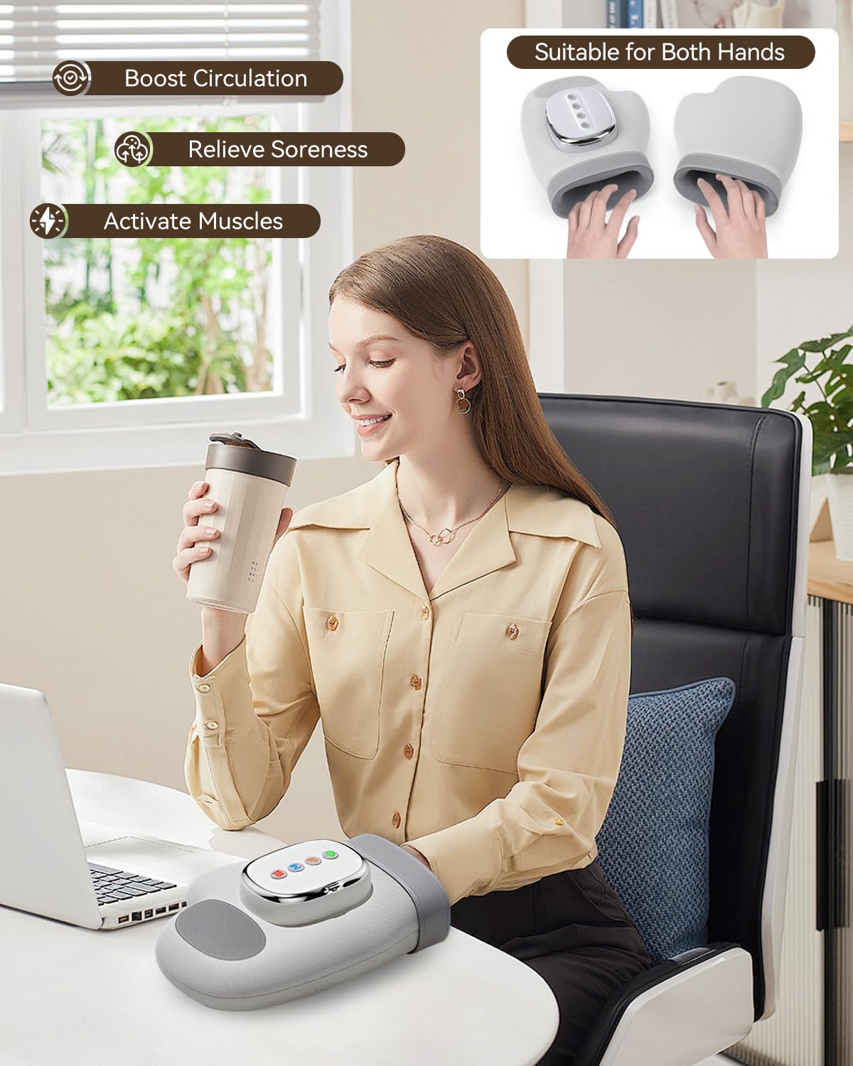 Masajeador de manos con calor y compresión para aliviar la artritis y el túnel carpiano, 3 modos, 4 temperaturas, 5 compresiones, guante de terapia eléctrico inalámbrico, regalo para mujeres/hombres