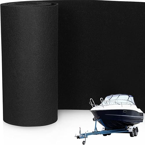 Remerry Alfombra de litera para remolque de barco, alfombra marina acolchada de poliéster negro para remolque de barco, paso de repuesto para