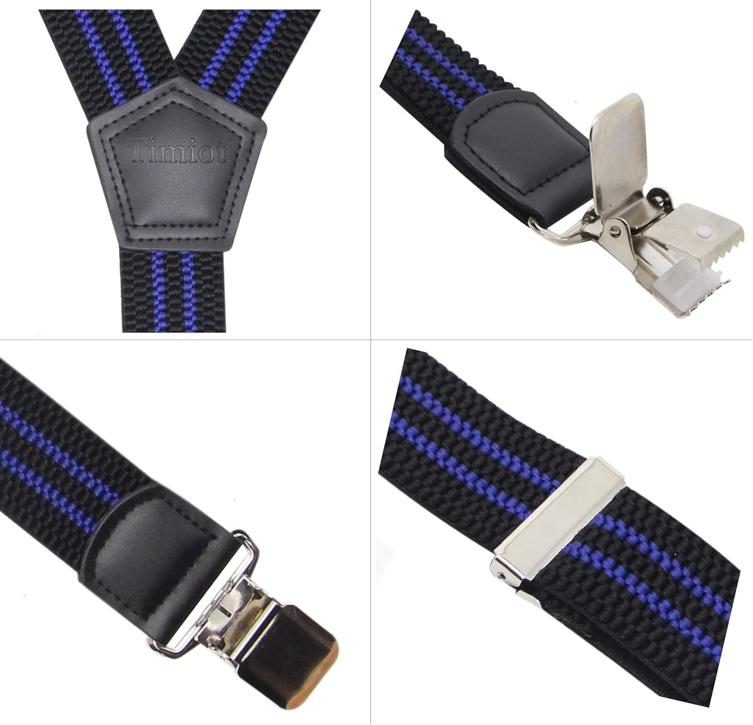 Timiot Premium Men's Y-Back Suspenders Stretch Perfect 1.5" Width for Work Style Formal Strong Heavy Duty Clips - Image 3