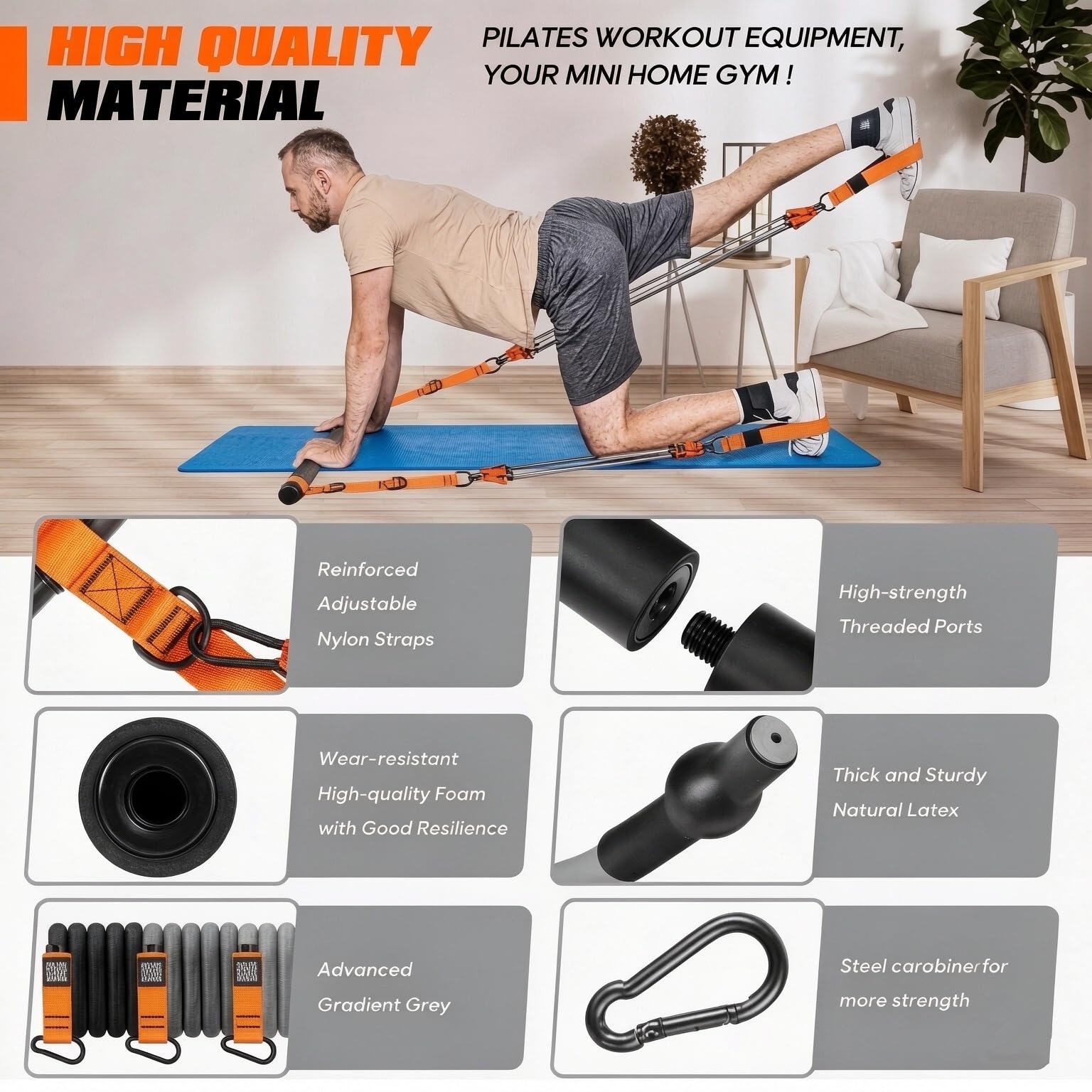Aneedpicks Pilates Bar Kit mit Widerstandsbändern