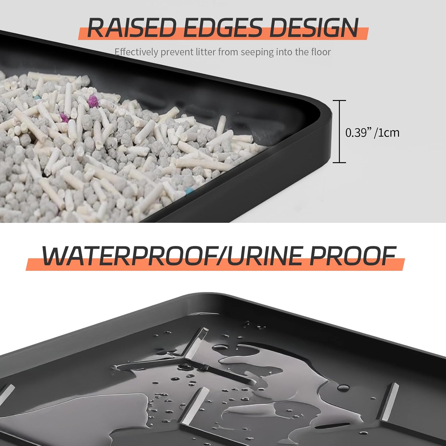 Bulkniu Large Silicone Cat Litter Mat, Waterproof/Urineproof, Litter Recycling, Easy to Clean, Soft on Kitty Paws (22"X34"- Black)