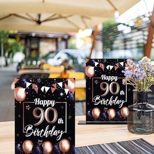 Miniatura 306 de LINGTEER Happy 11th Birthday Decorations, 2Pcs Black&Gold Stand Print Acrylic Table Centerpieces Backdrop Board- Cheers to 11 Years Old Fun Birthday