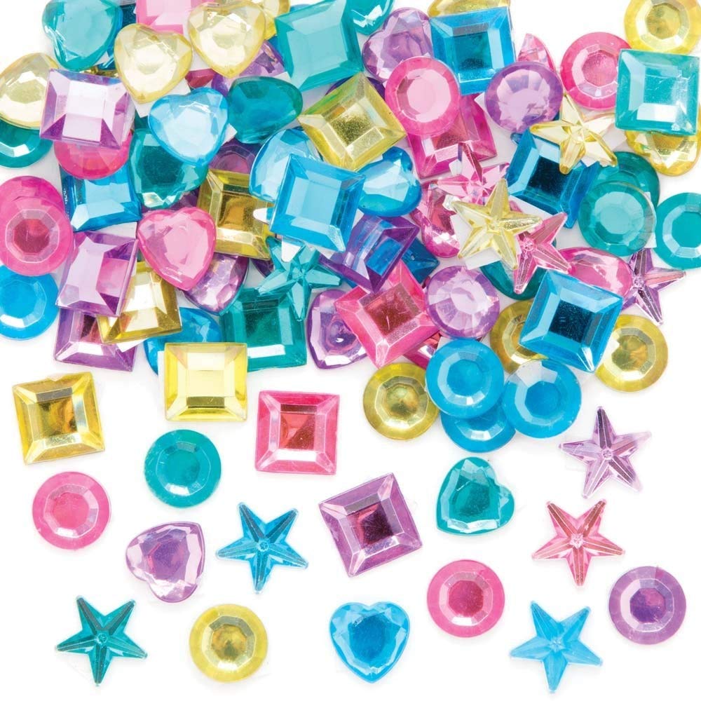 Baker Ross AX695 Self Adhesive Jewels - Pack of 200, Assorted Gem Sticker Craft Embellishments for Kids Arts and Crafts Decorating