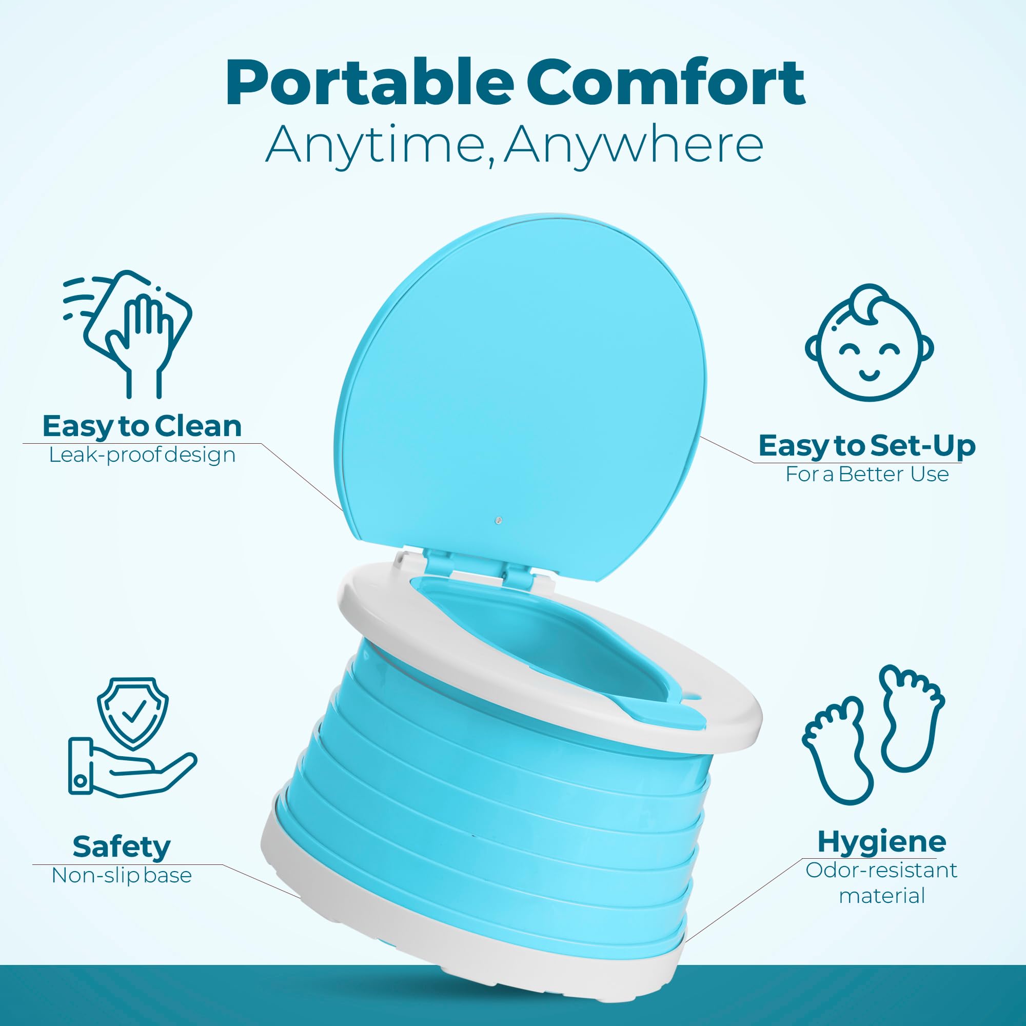 Orinal portátil de viaje para niños pequeños incluye inserto de silicona, silla de entrenamiento plegable para coche, inodoro de entrenamiento resistente a derrames, orinal ligero de emergencia