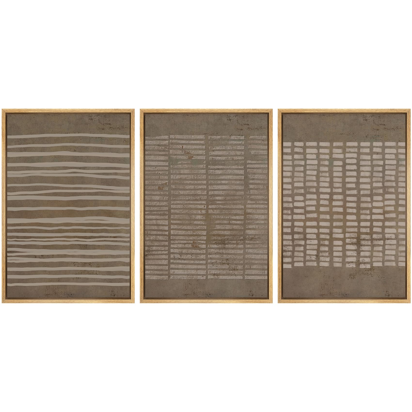 SIGNWIN Framed Canvas Print Wall Art Set Blue White Grunge Geometric Pattern Abstract Shapes Cozy Neutral Decorative Contemporary Minimal for Living Room, Bedroom, Office - 24"x36"x3 Natural — view 14