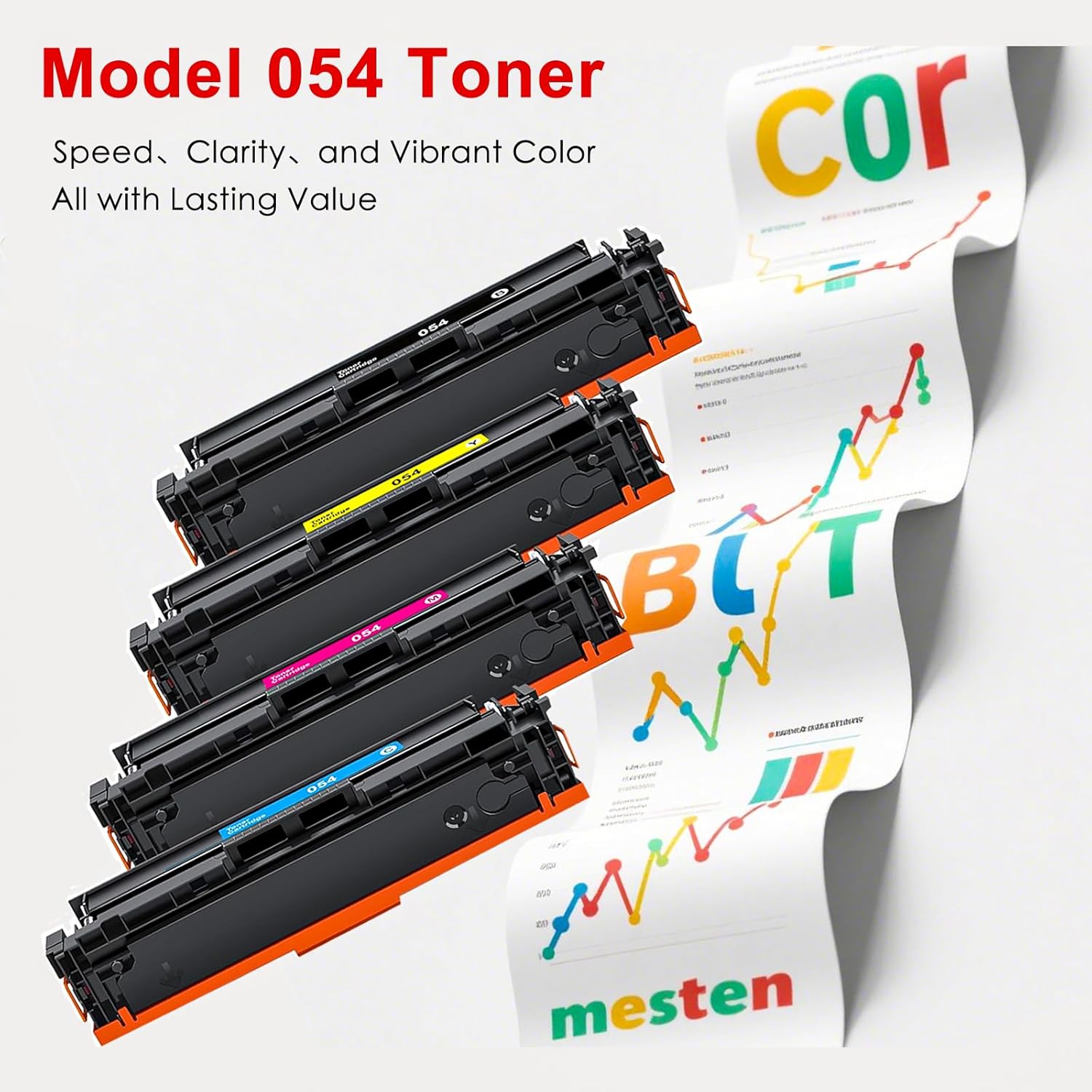 054 CRG054 Toner Cartridge Set Replacement for Canon 054 CRG-054 Toner Cartridge Work with ImageCLASS MF644Cdw MF642Cdw LBP623Cw MF641Cw MF644Cdw Pinter (Black Cyan Magenta Yellow, 4-Pack)