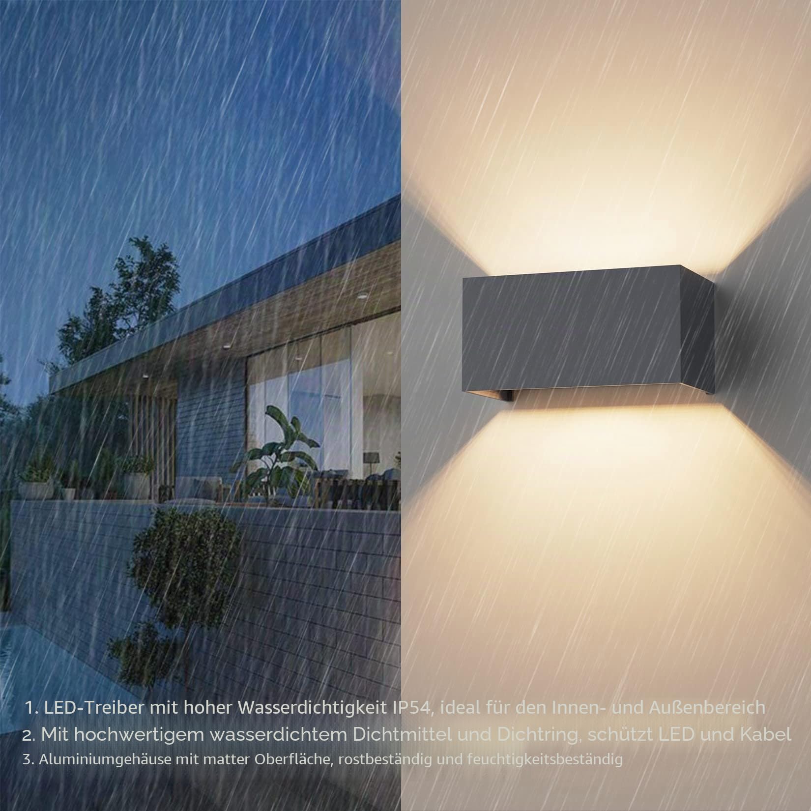 Klighten 2PCS Aussenlampe mit Austauschbarer G9 LED Lampe Warmweiß 3000K, Aluminium LED Wandleuchte Innen/Aussen Einstellbar Abstrahlwinkel aussenbeleuchtung für Wohnzimmer Garten, Anthrazit