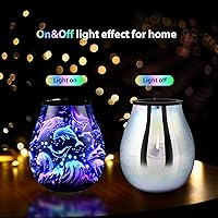Vista 5 de Glass Electric Wax Melt Warmer Oil Burner with Stable Heating PTC Reusable Silicone Tray 7 Colorful Changing Led Light Night Light Scent Warmer for