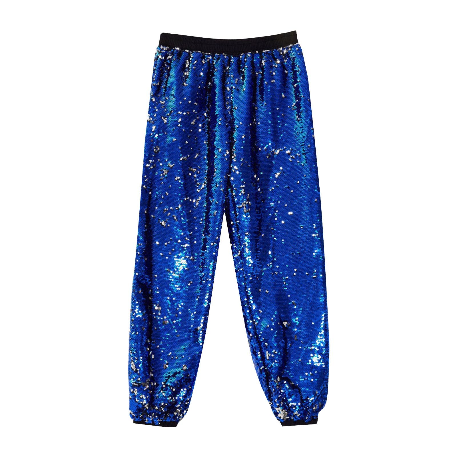 Pailletten Hose Herren Metallisch Locker Glänzende Jogger Hosen Disco Party Elastische Jogginghose Hip Hop Freizeithose Männer Stilvoll Club Sporthose Nachtclub Festlich Streetwear Karneval