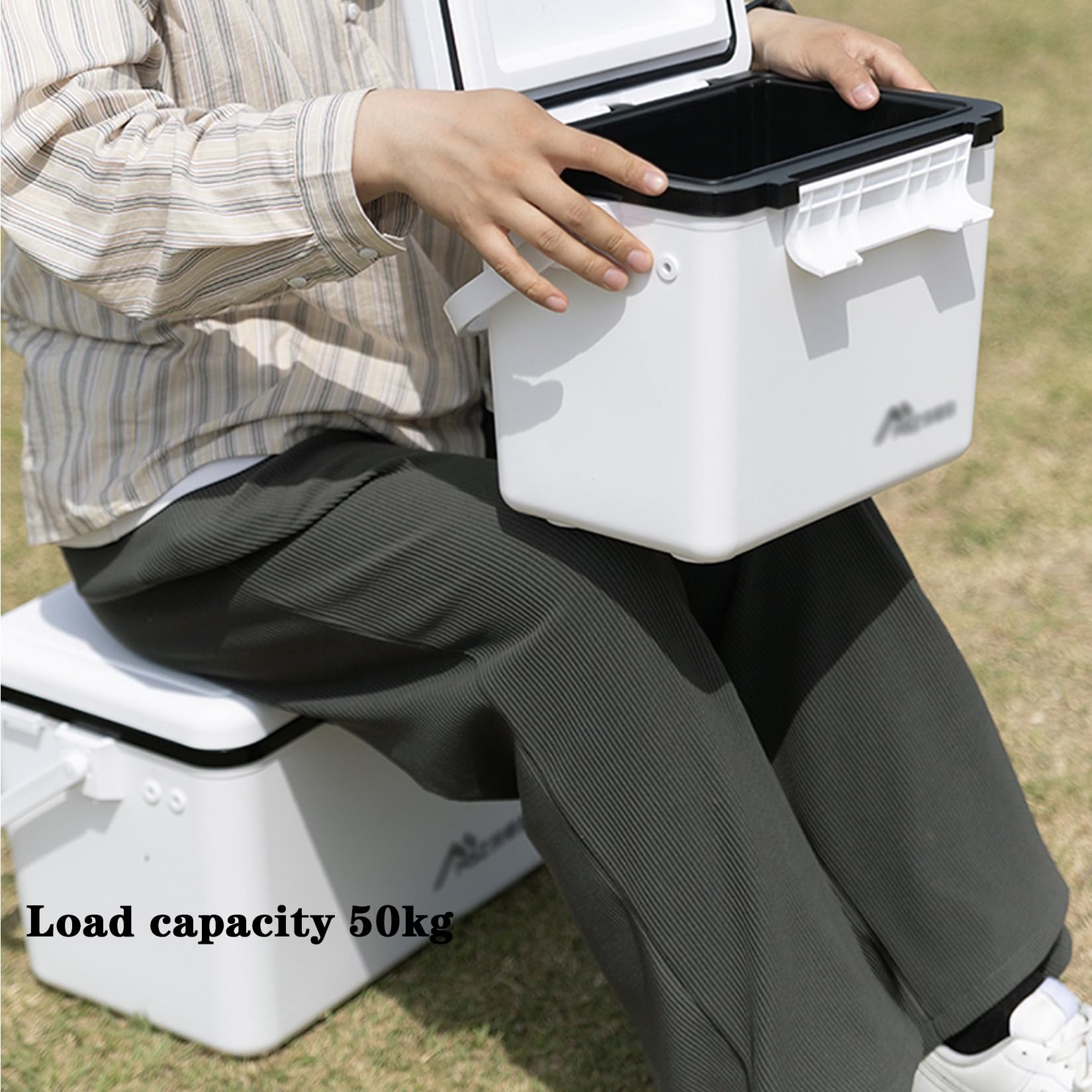 Glacière Portable de Grande capacité, 24 Heures de Refroidissement, Blanche