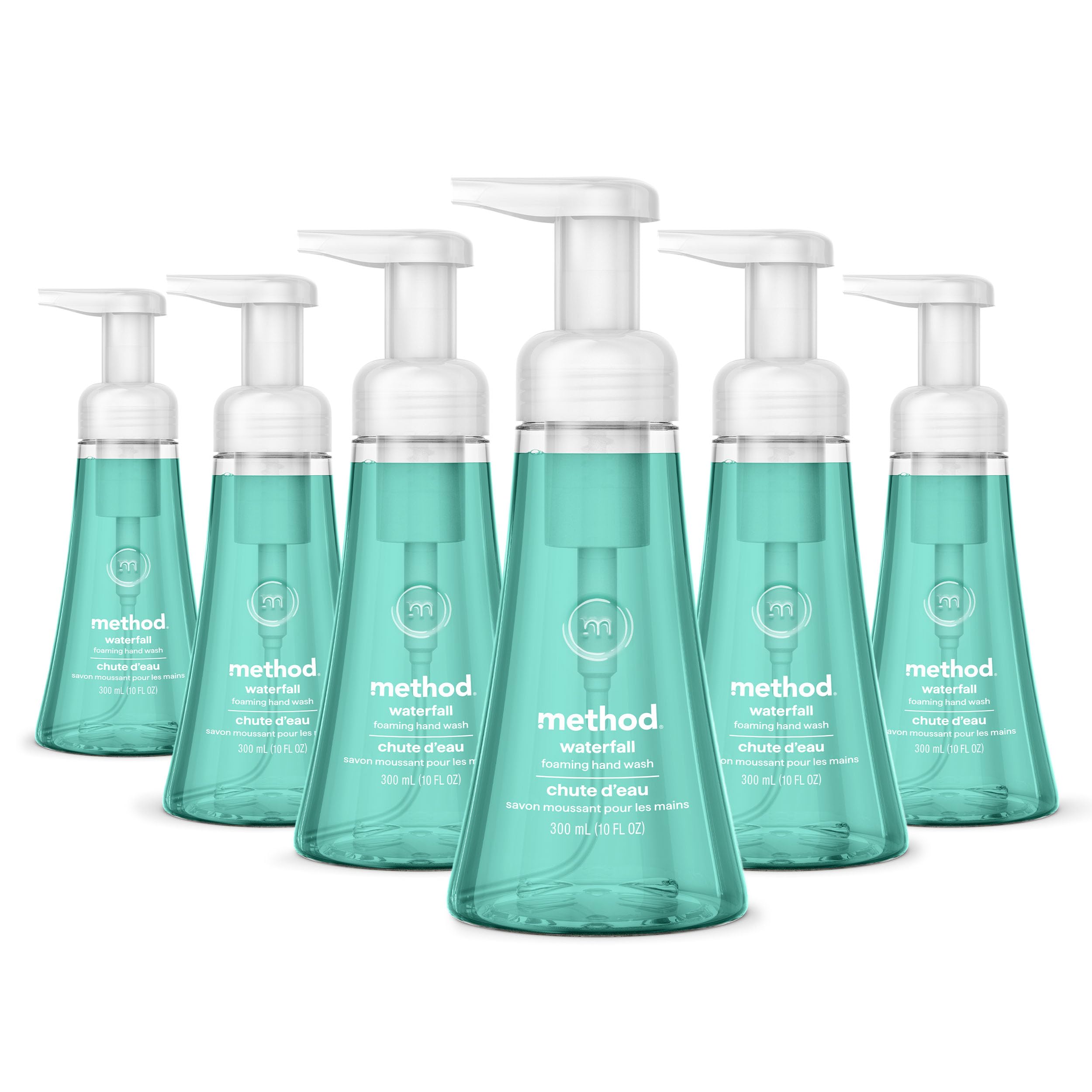 method Foaming Hand Wash, Waterfall, 10 fl oz, 6 pack | Hydrates & Softens Skin, Designed for Gentle Everyday Cleansing, With Notes of Water Lily and Sandalwood