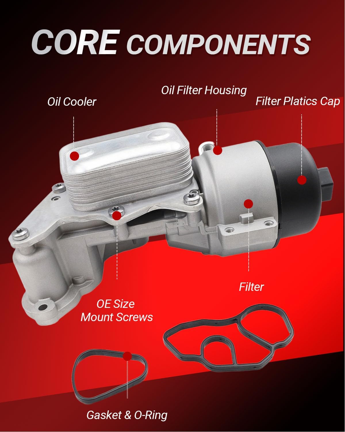 Engine Oil Cooler Filter Housing Replacement for 2011-2015 Mini Cooper, 2011-2016 Mini Cooper Countryman, 2013-2016 Mini Cooper Paceman Direct Replacement OE 11428643745 11427583112
