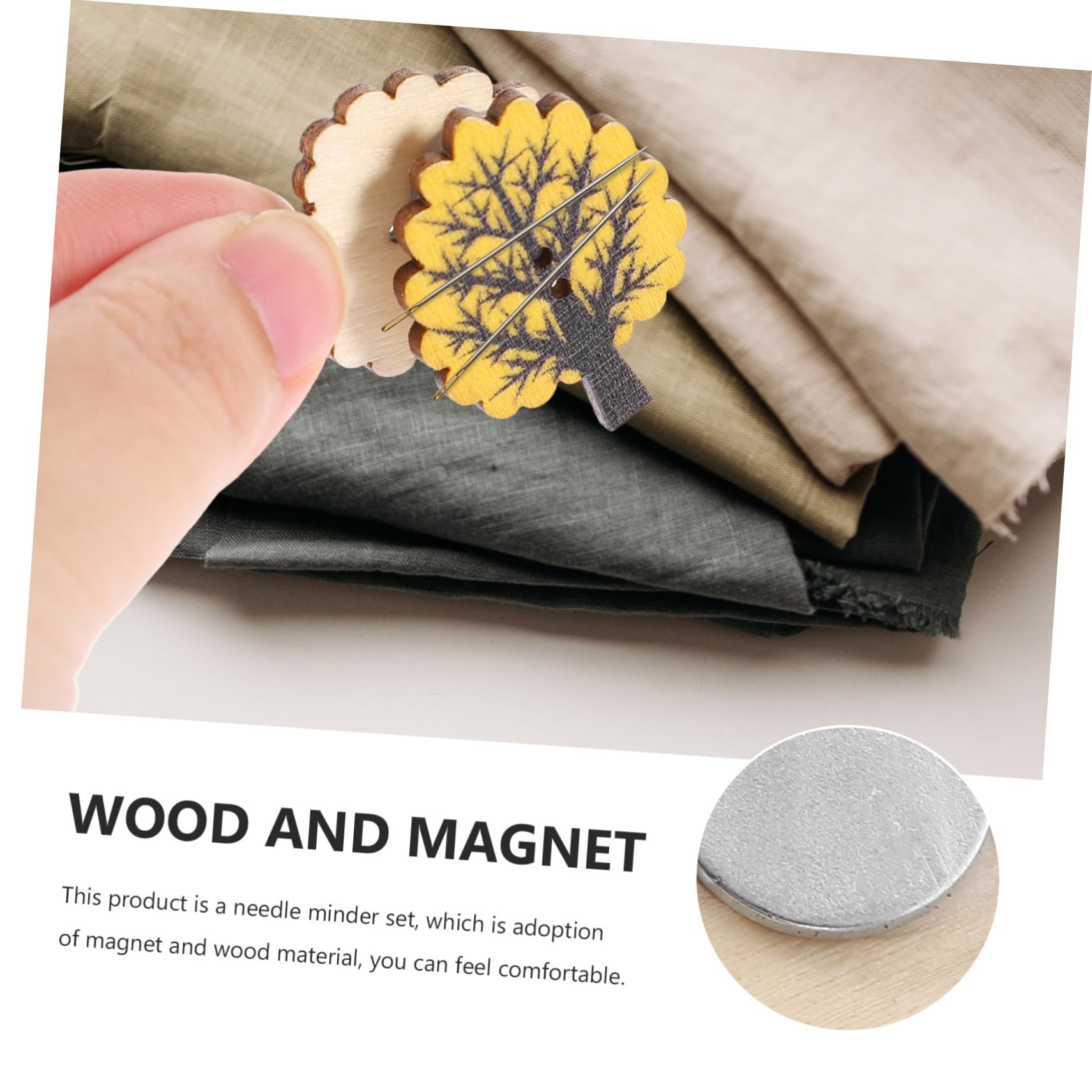 NUOBESTY 4 Sätze Magnetischer Aufnehmer Sticknadelhalter Nähnadelkissen Magnethalter Nadelminderer Für Kreuzstich Magnetnadelhalter Nähnadel-Organizer Süßer Halter Holz 6 Stück * 4