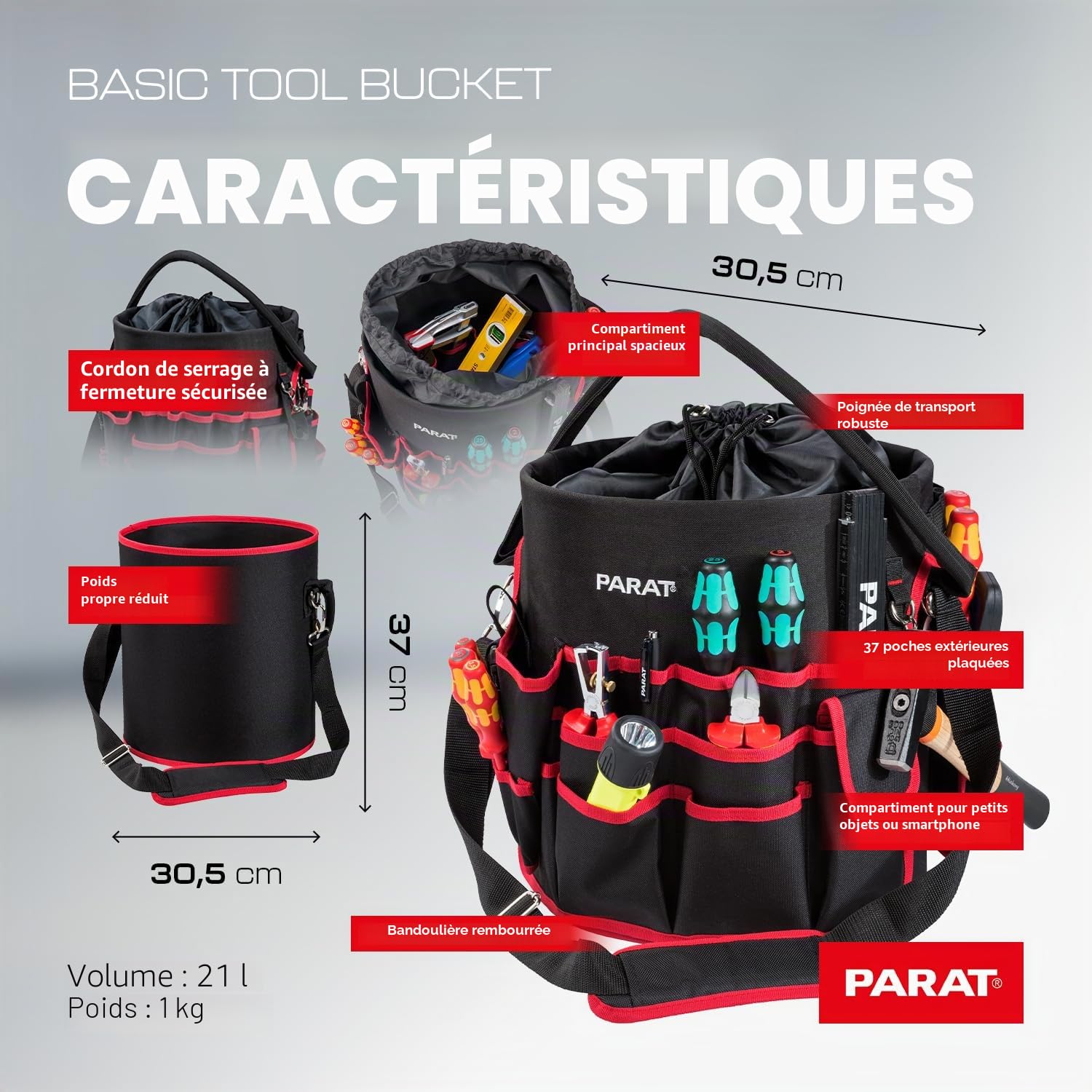 Parat BASIC Tool Bucket - 5990831991, Noir