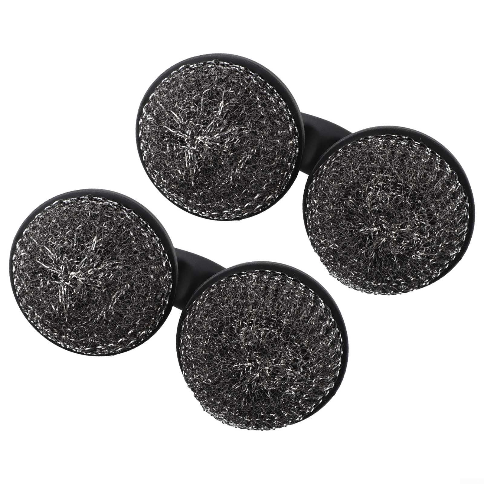 Paquete de 2 cepillos de limpieza para parrilla de barbacoa, estropajo de alambre de acero resistente para cocinar al aire libre, mango antideslizante para rejillas de hierro fundido y acero