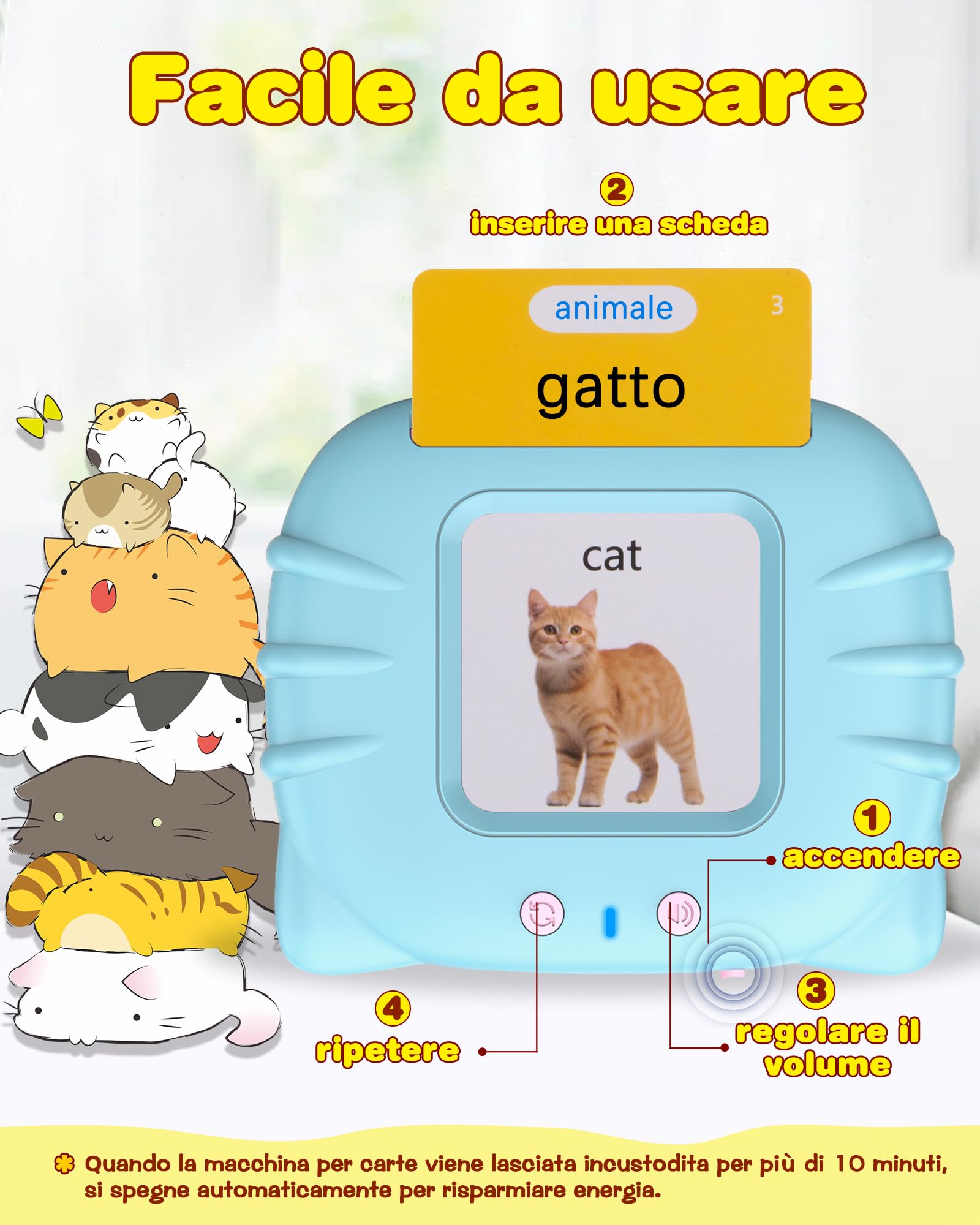 Xtaco amico vocabolo gioco italiano, giochi bambini 3 anni,giochi montessori 2 anni, educativi prescolari Lingua Imparare a parlare Colori Numero Animali -224 Parole Blu