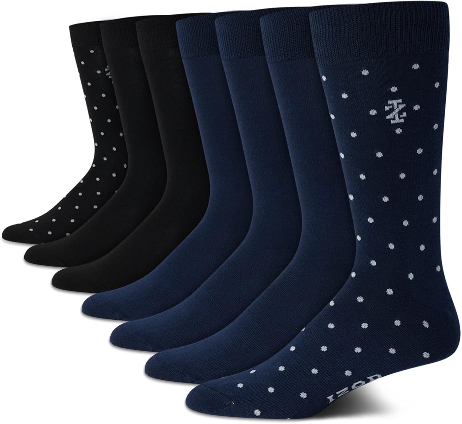 IZOD Men's 7-Pack Lightweight Moisture-Wicking Crew Dress Socks - Stay-Up Cuff for Business Casual & Formal Wear