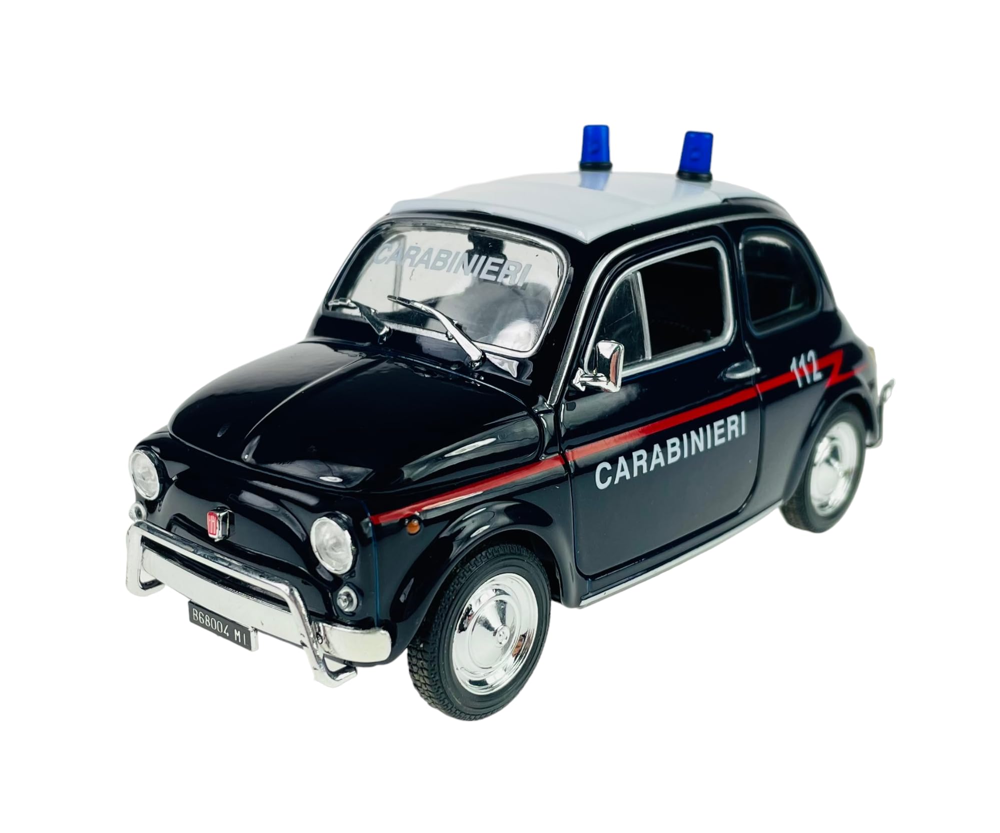 Welly Modello Auto Compatibile con FIAT Nuova 500 Carabinieri Polizia 1957-1975 ca 1/24 1:24 Metallo Modello Auto Il Cast Nuovo in Scatola