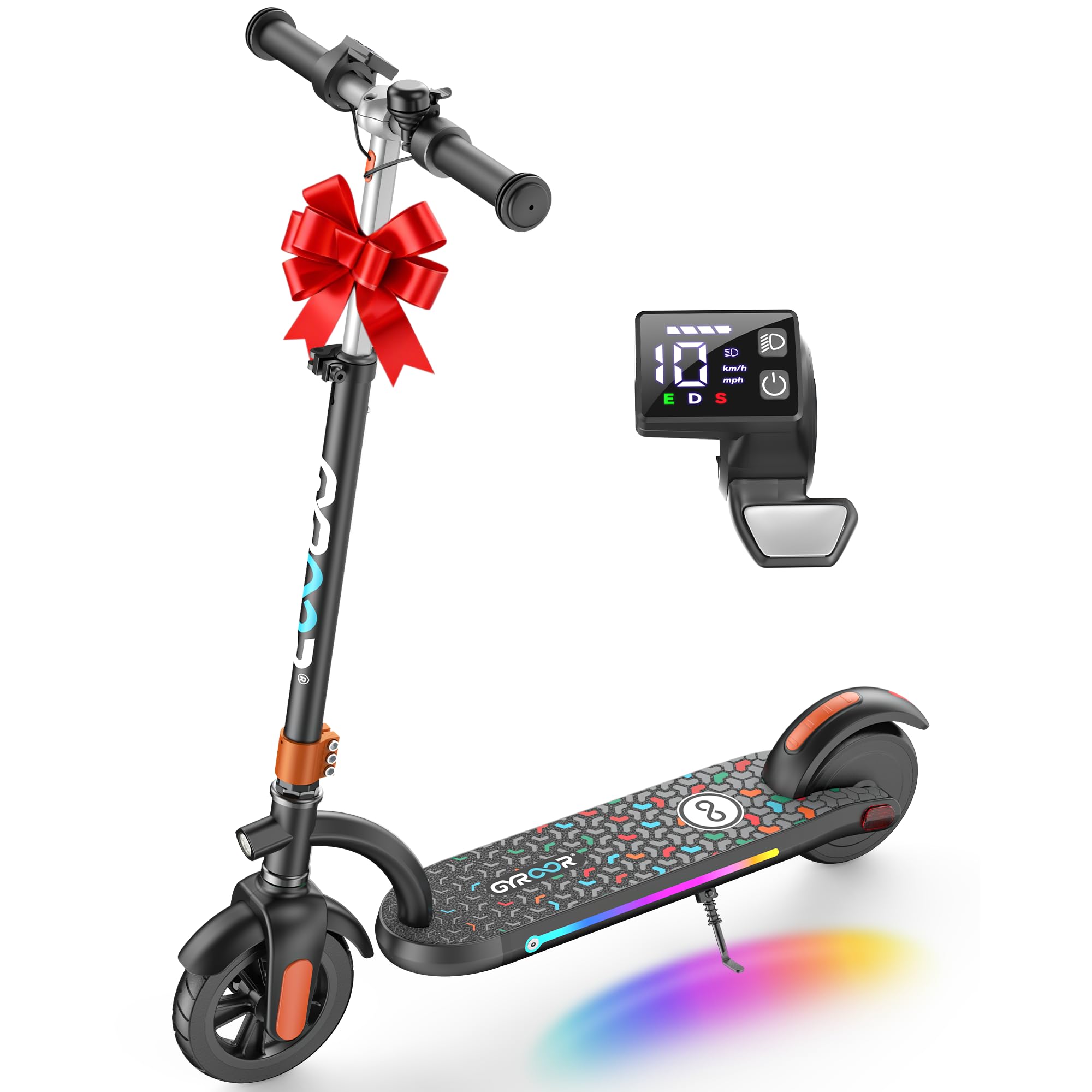 Gyroor E-Scooter Kinder (8-12-16 Jahre), Doppelbremse Elektroroller für Kinder 16Km/h, LED-Anzeige,180W Motor Höhenverstellbarer E Roller Kinder, Geschenk für Kinder und Jugendliche