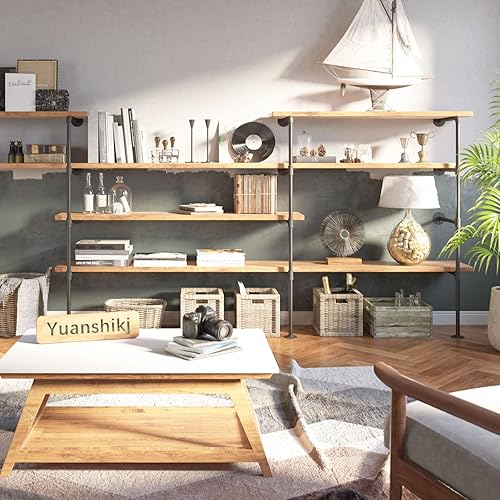 Miniatura 4 de Yuanshikj - Estantería industrial de hierro para montaje en pared, estilo retro, color negro