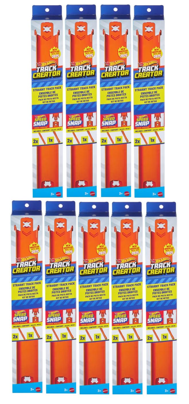 Hot Wheels Track Creator Straight Track Pack, system Speed Snap System, wiek 3+, 9 sztuk